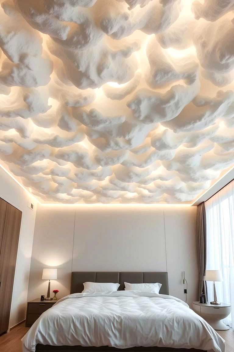 Cloudy Ceiling Details - 24 Cloud Themed Bedroom Ideas