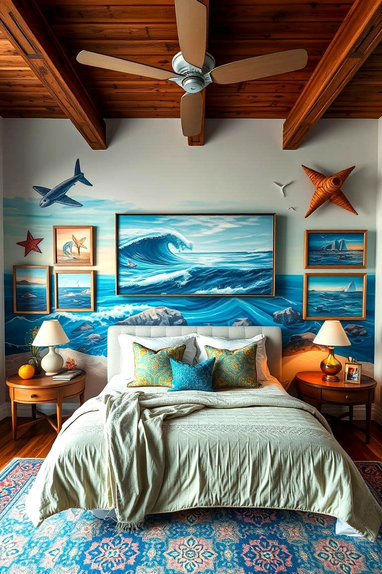 Coastal Artwork and Murals - 24 Boho Beach Bedroom Ideas
