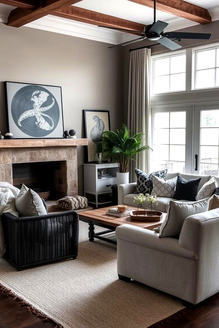 Coastal Black Living - 24 Black Living Room Ideas