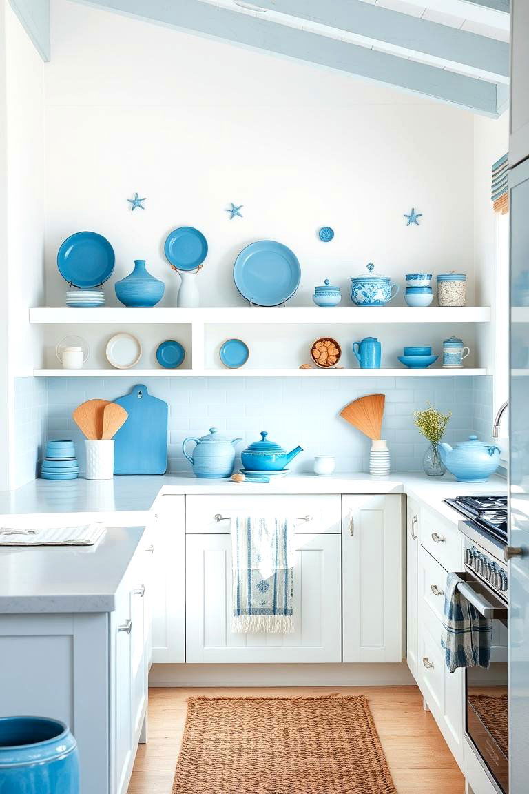 Coastal Blue Accents - 24 Blue and White Kitchen Ideas
