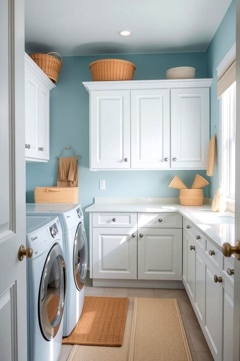 Coastal Blue Charm - 24 Blue Laundry Room Ideas