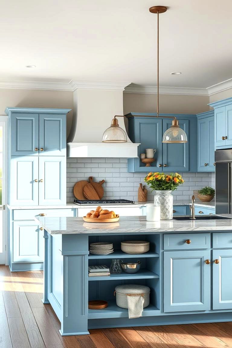 Coastal Blue Retreat Kitchen Island - 24 Blue Kitchen Island Ideas