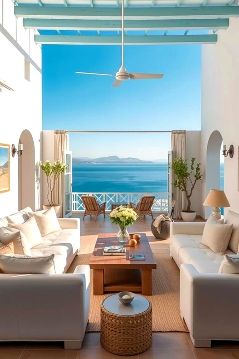 Coastal Blue and White Palette - 24 Mediterranean Living Room Ideas
