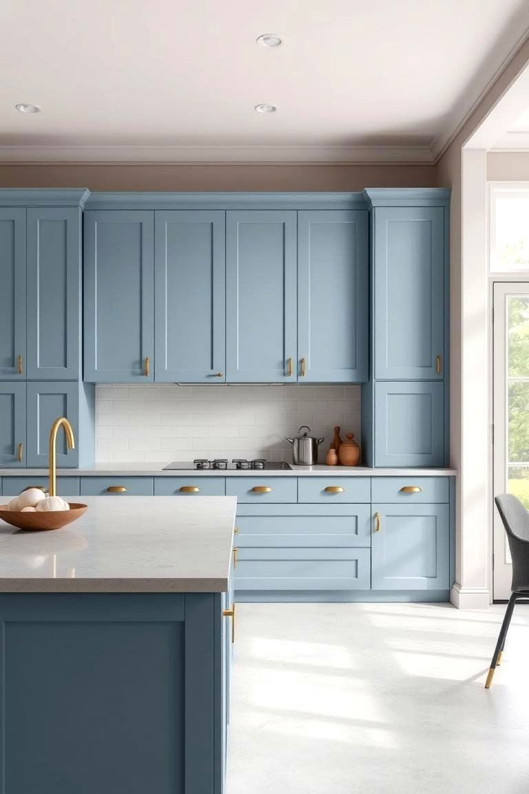 Coastal Breeze Blue Flat Panel Cabinets - 24 Light Blue Kitchen Cabinets Ideas