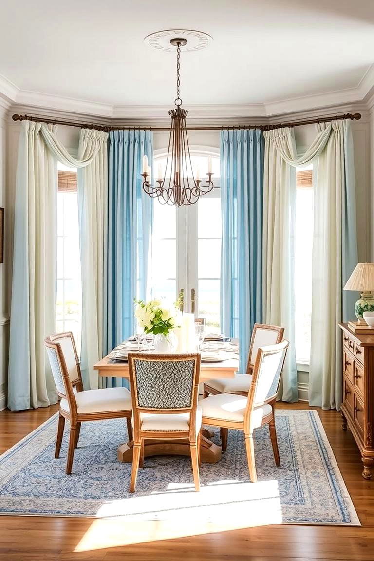 Coastal Breeze Drapes - 24 Dining Room Curtain Ideas