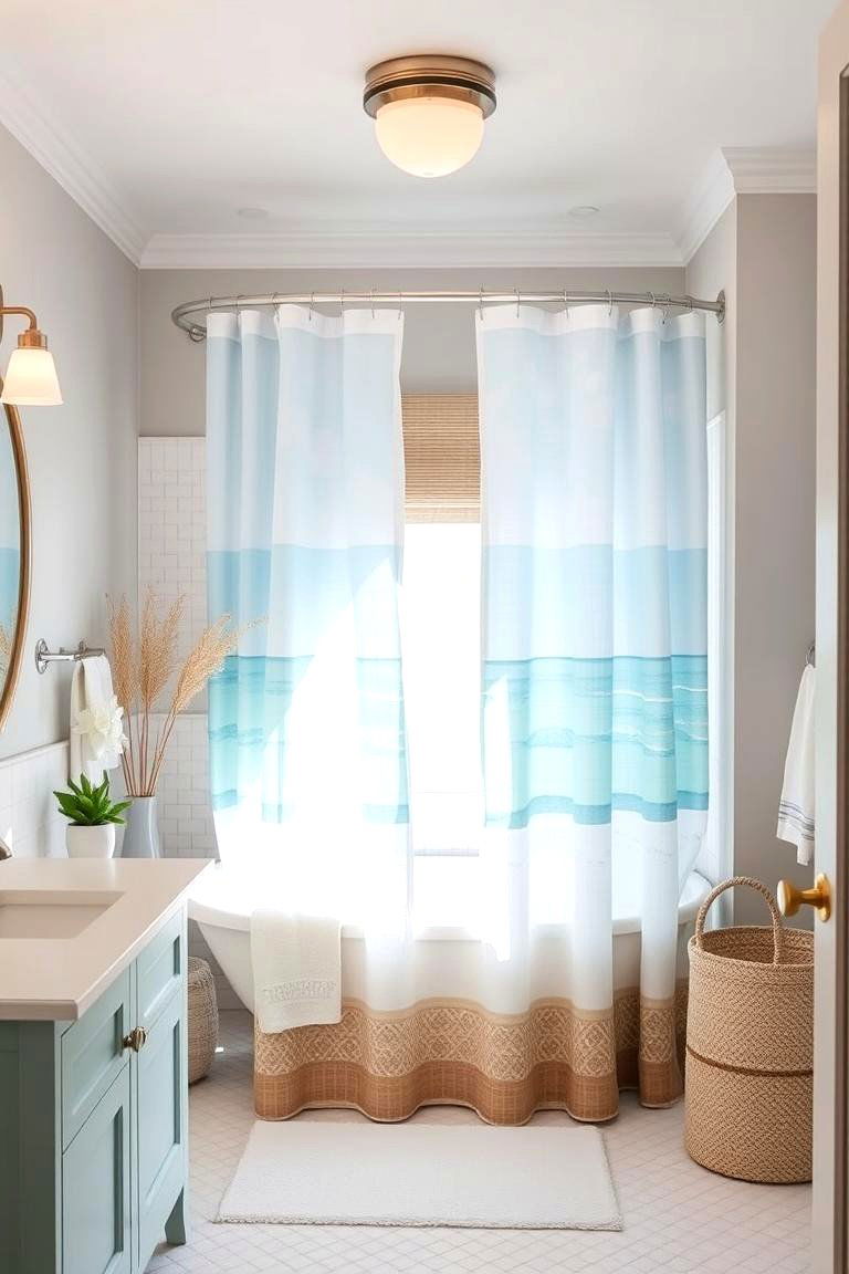 Coastal Breeze Inspiration - 24 bathroom curtain ideas