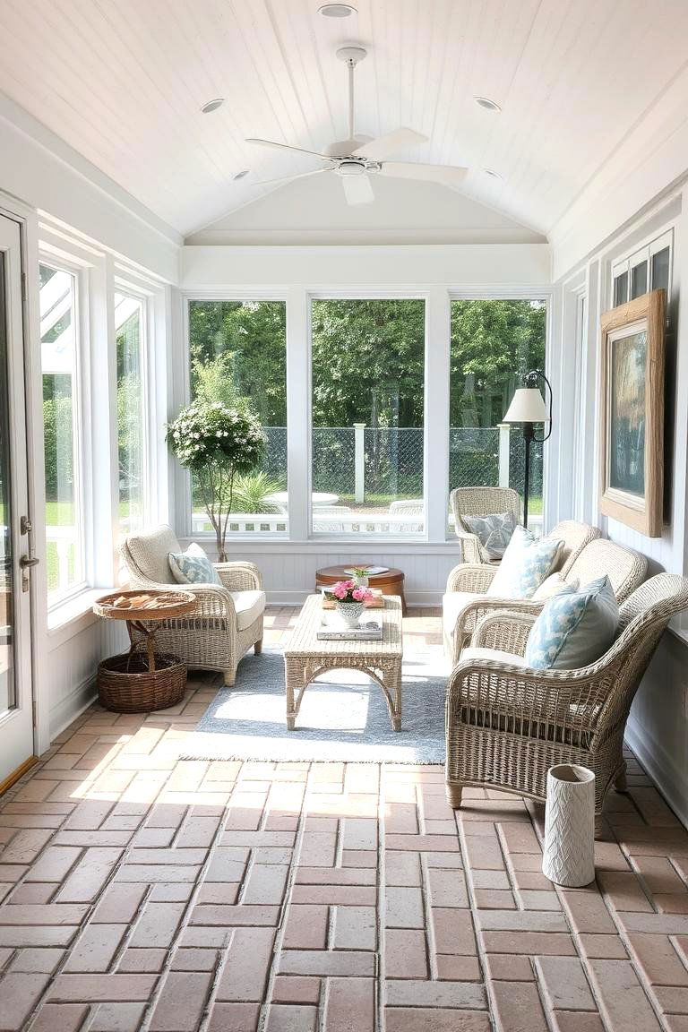 Coastal Breeze Sunroom - 24 Brick Floor Sunroom Ideas