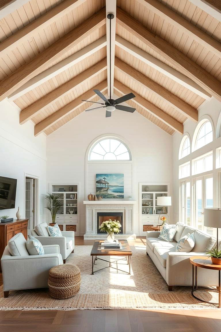 Coastal Breeze Vault - 24 Living Room Vaulted Ceiling Ideas