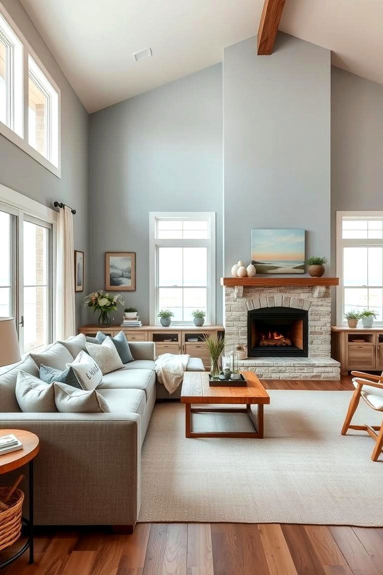 Coastal Breeze with Airy Ambiance - 24 Living Room Ideas With Sectionals and Fireplace