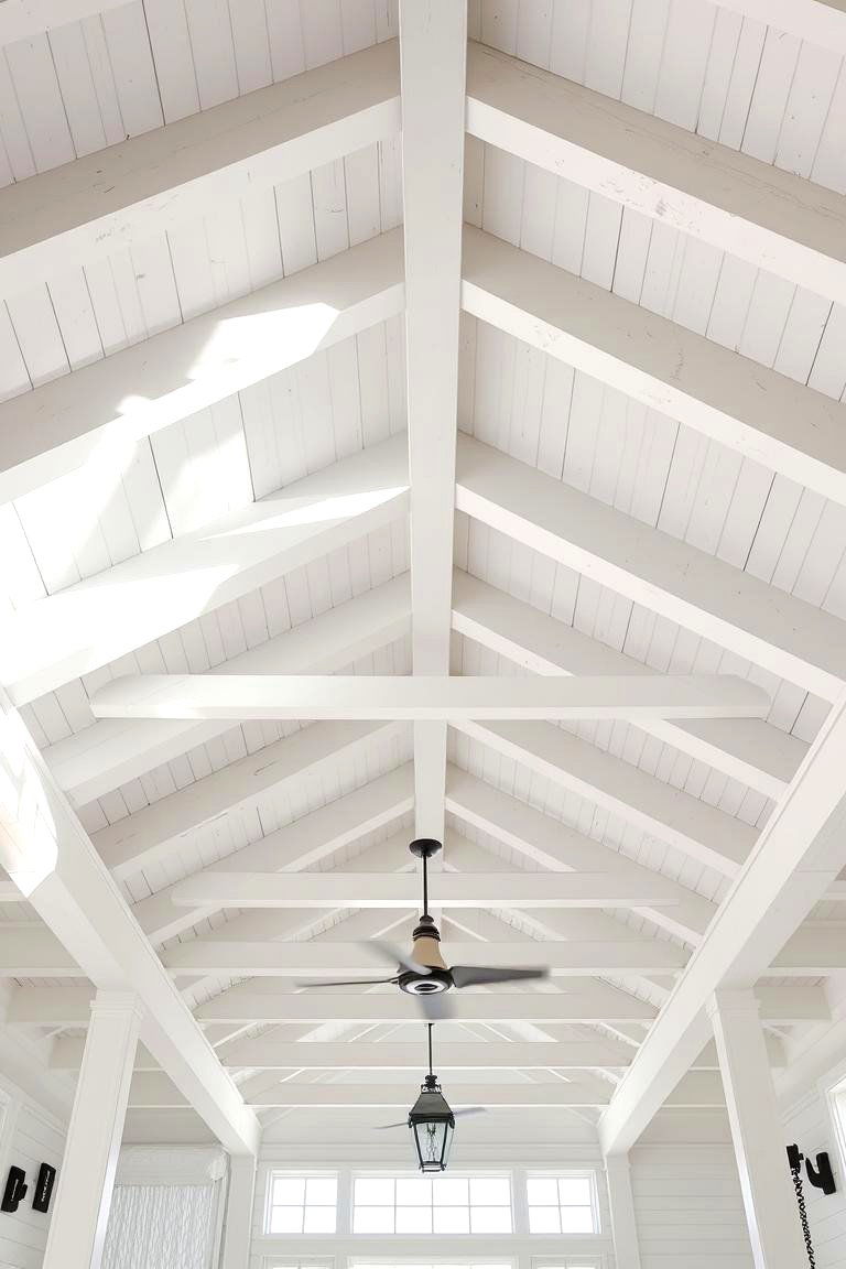 Coastal Breeze with White Beams - 24 Sunroom Ceiling Ideas