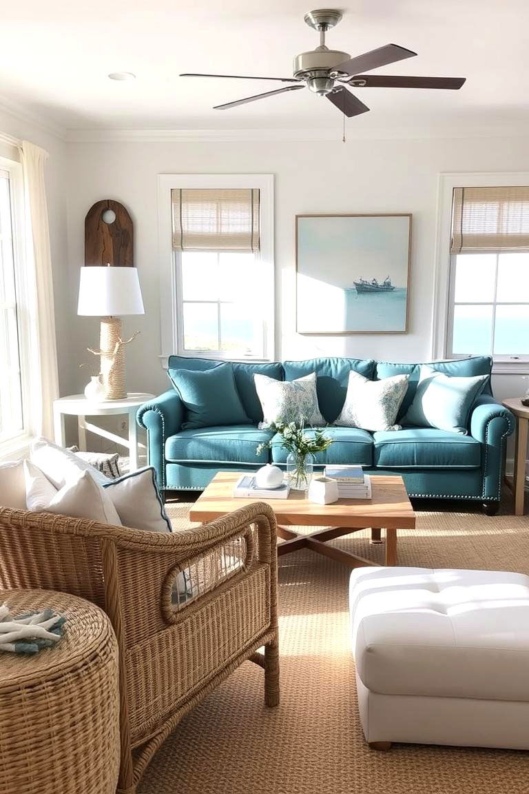 Coastal Calm - 24 Teal Couch Living Room Ideas