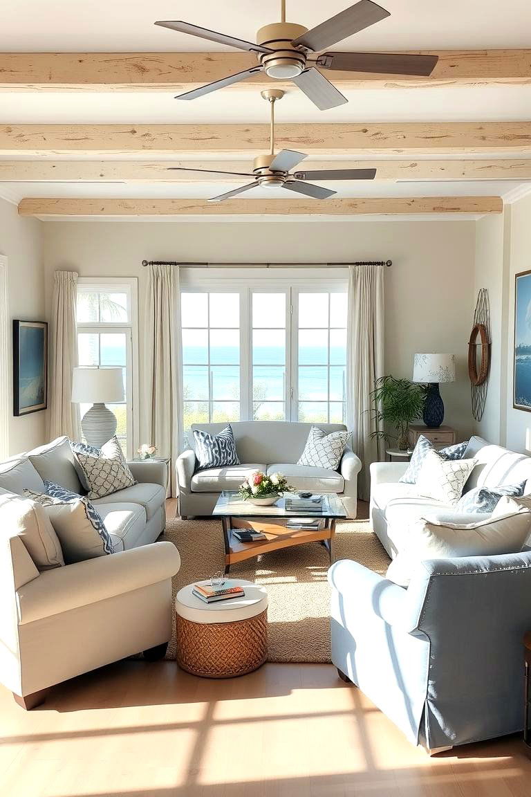 Coastal Casual Mismatch - 24 Mismatched Sofas in Living Room Ideas