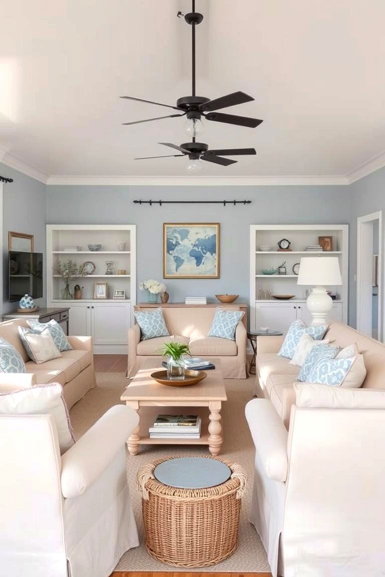 Coastal Chic Ambiance - 24 blue and beige living room ideas