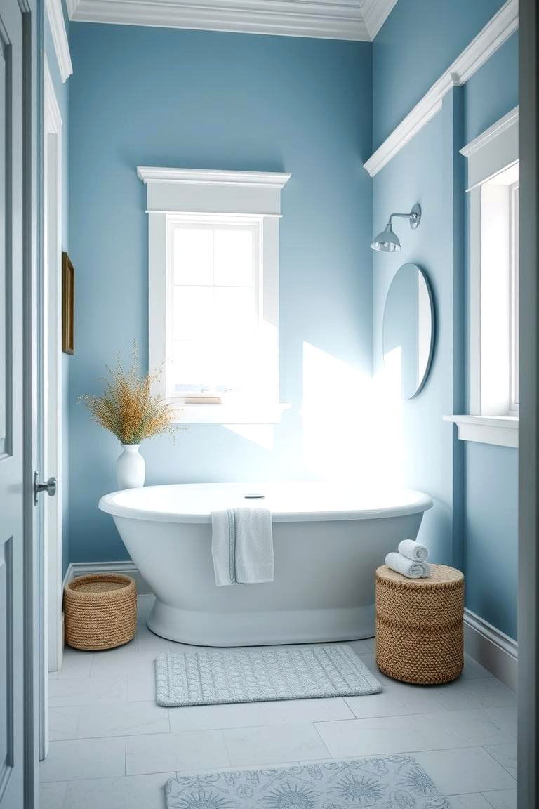 Coastal Chic Blue Bathroom - 24 Blue and White Bathroom Ideas