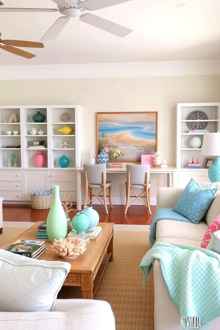 Coastal Colorful Accessories - 24 Beach House Decor Ideas