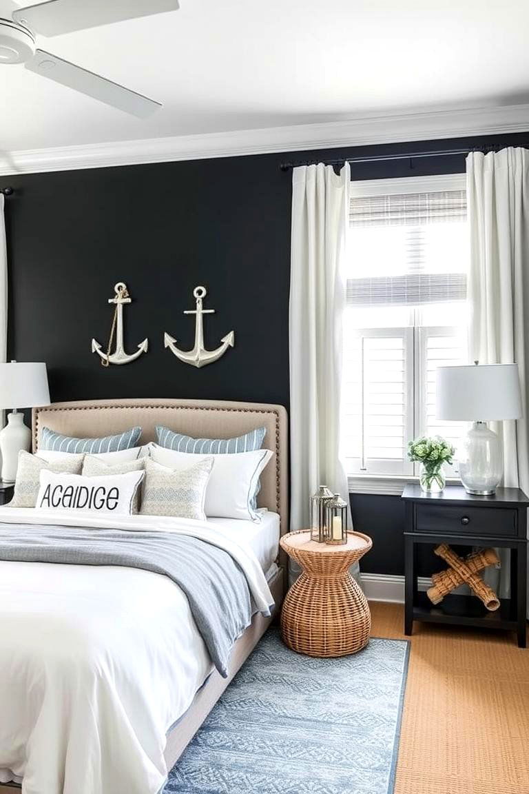 Coastal Contemporary Twist - 24 Black Accent Wall Bedroom Ideas