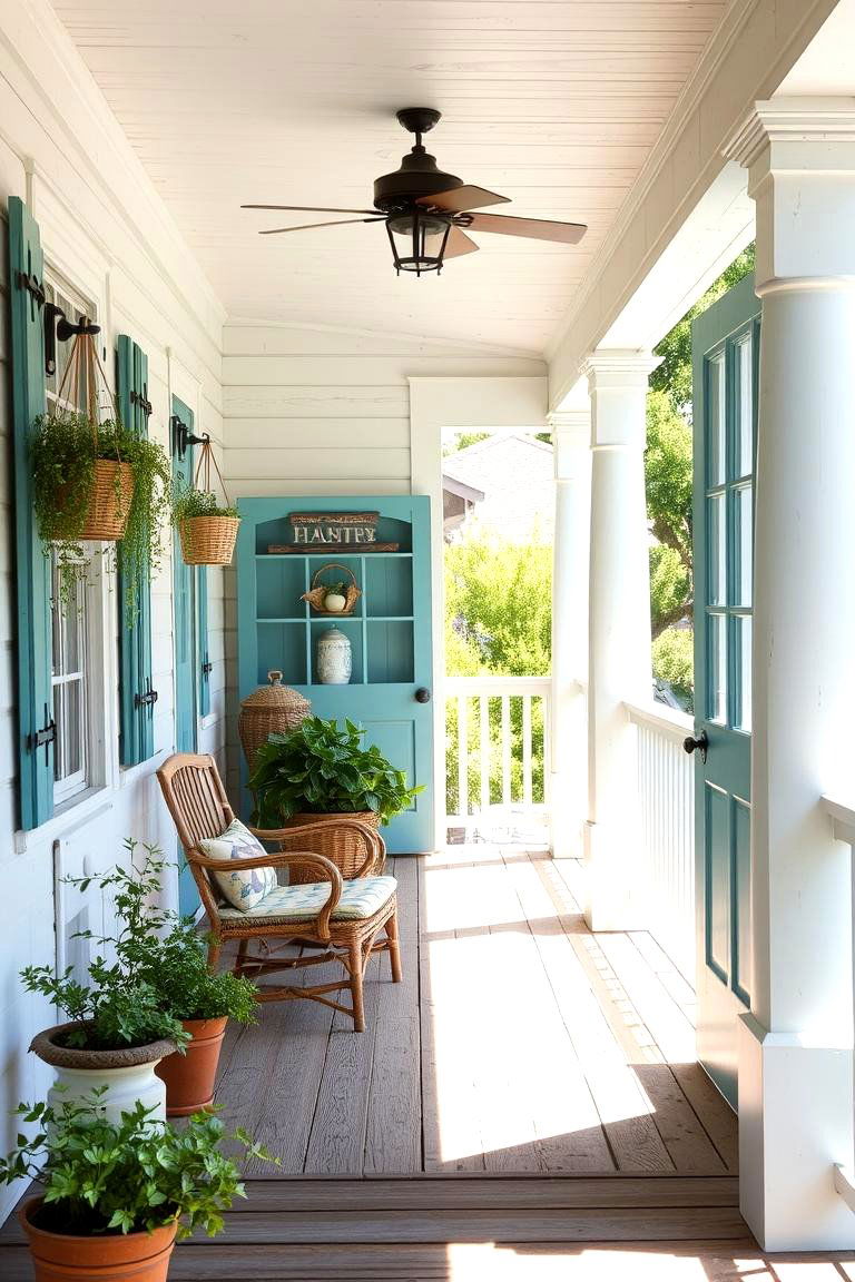Coastal Cottage Charm Entrance - 24 Small Cape Cod Front Porch Ideas