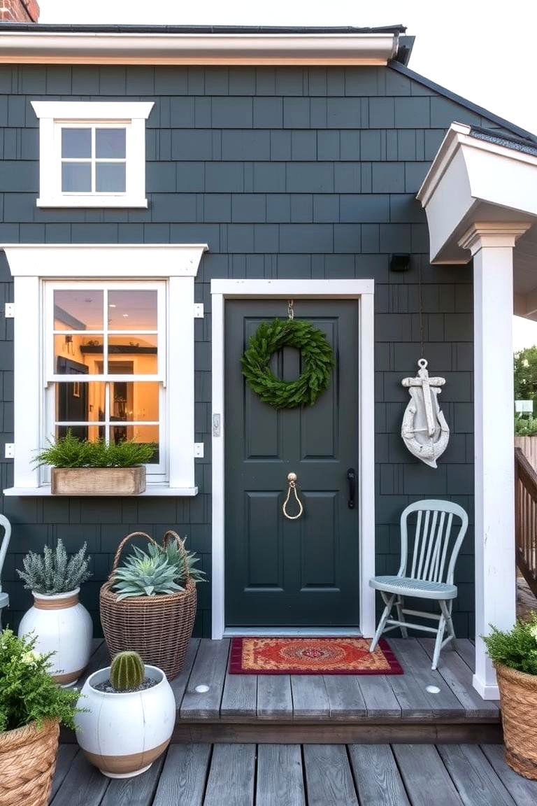 Coastal Cottage in Dark Olive Style - 24 Dark Olive Green House Designs