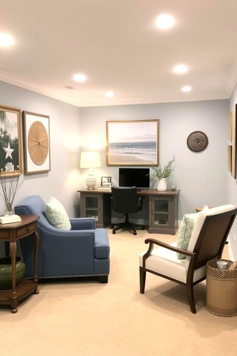 Coastal Inspired Design - 24 basement office ideas