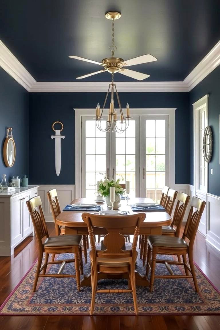 Coastal Inspired Navy Blue Dining Room - 24 Navy Blue Dining Room Ideas