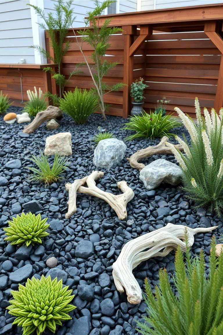Coastal Inspired Rock Designs - 24 Black River Rock Landscaping Ideas