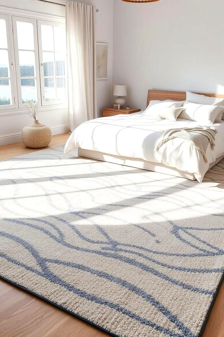Coastal Inspired Rug Serenity - 24 bedroom rug ideas