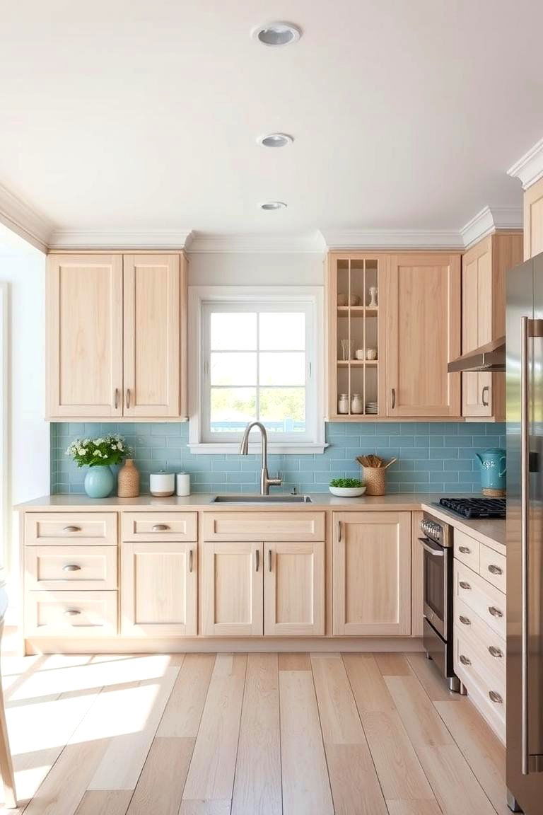 Coastal Inspired Serenity - 24 Kitchens With Light Wood Cabinets