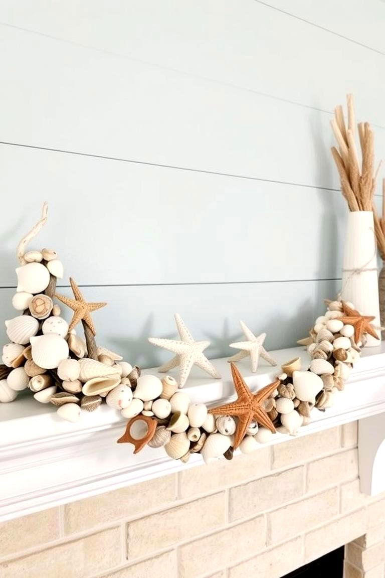 Coastal Inspired Shell Garland - 24 Mantel Garland Ideas