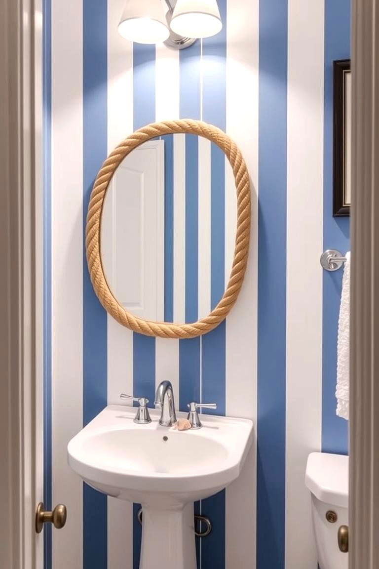 Coastal Inspired Stripes and Motifs - 24 Powder Room Wallpaper Ideas