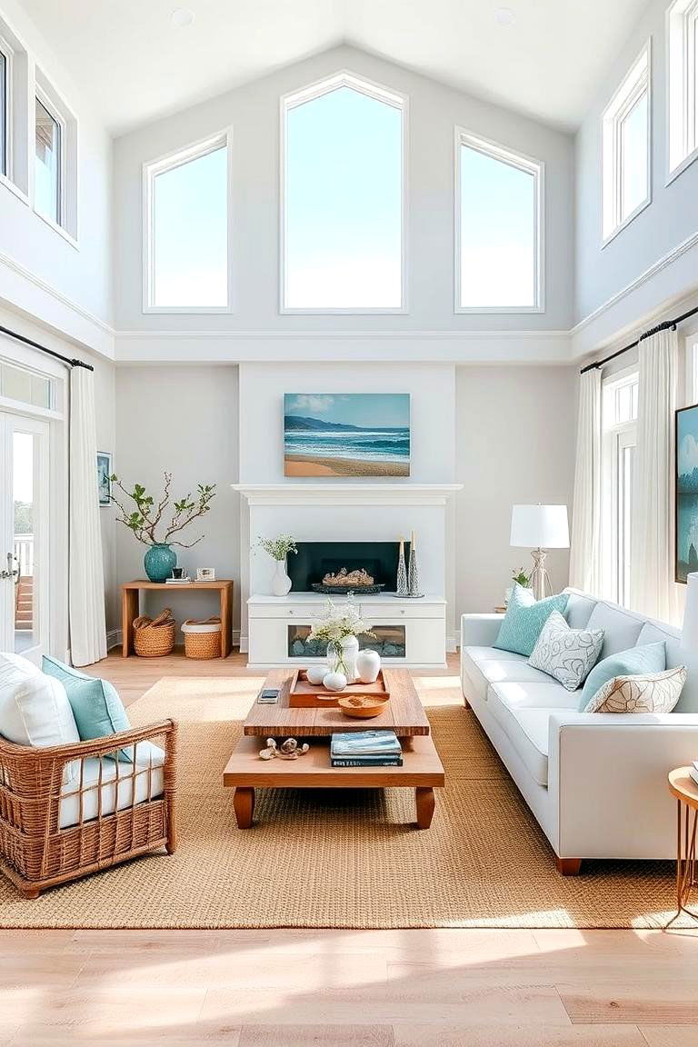 Coastal Inspired Sunken Living Room - 24 Sunken Living Room Ideas