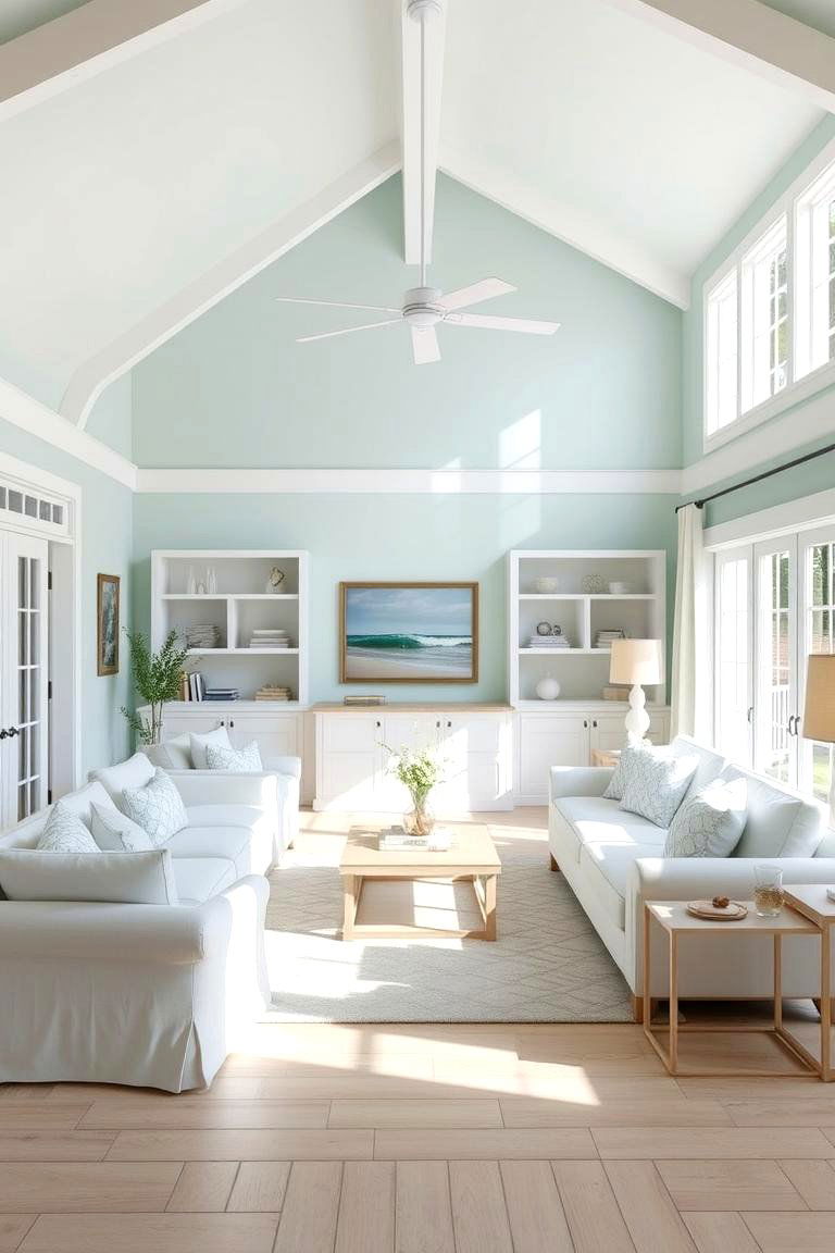 Coastal Inspired Teal Living Room - 24 Teal Living Room Ideas