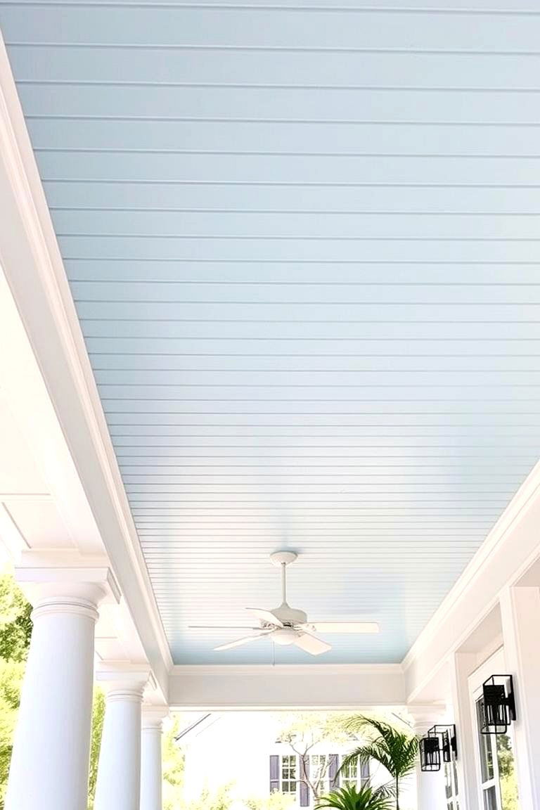 Coastal Inspired Vinyl Ceiling - 24 Vinyl Porch Ceiling Ideas