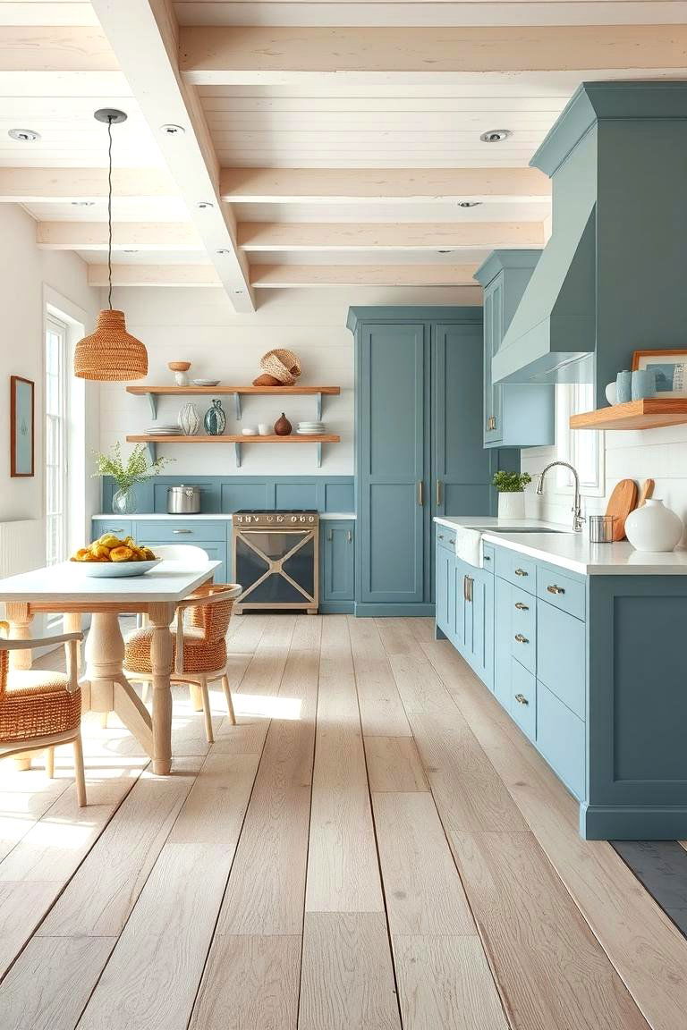 Coastal Kitchen with Driftwood Inspired Wood Floors - 24 Kitchens With Wood Floors
