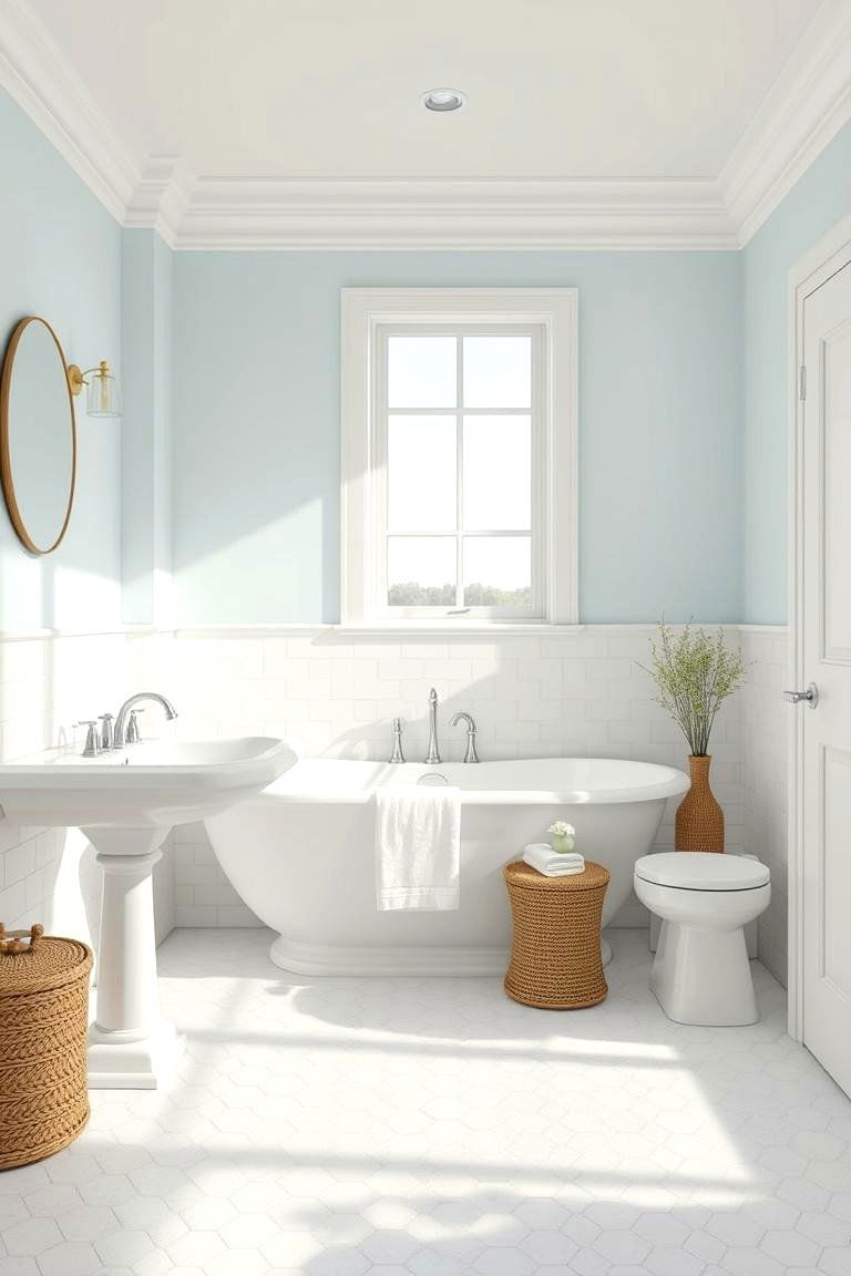 Coastal Light and Airy - 24 Bathrooms With Hexagon Tile Floors