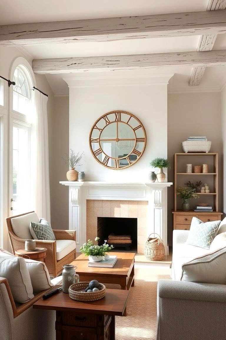 Coastal Nautical Mirror - 24 Mirror Over Fireplace Ideas