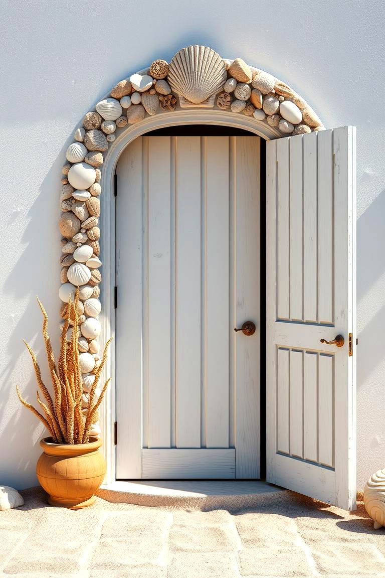 Coastal Shell Accents - 24 Summer Front Door Decor Ideas