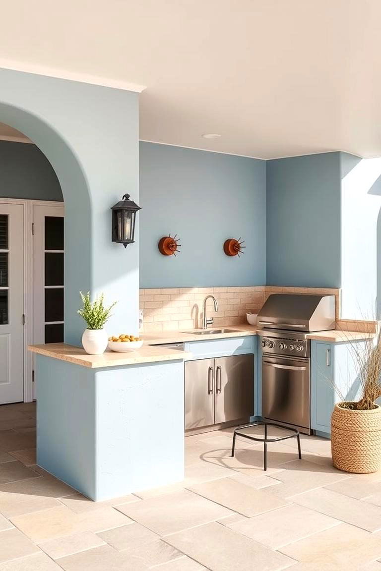 Coastal Stucco Outdoor Kitchen - 24 Stucco Outdoor Kitchen Ideas
