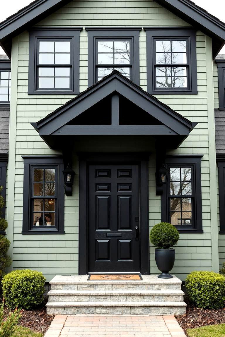Coastal Style Serenity - 24 Sage Green House With Black Trim Ideas