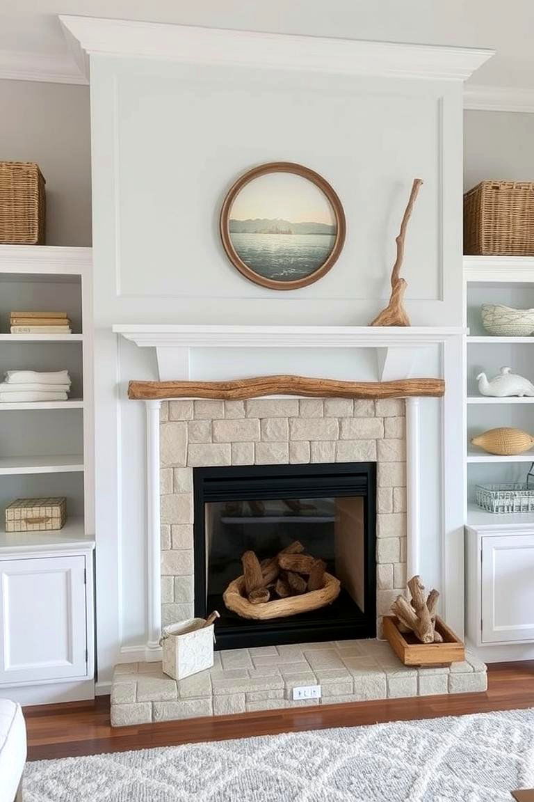 Coastal Themed Built in Fireplace - 24 Fireplace Built-in Ideas