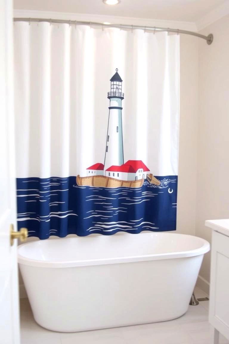 Coastal Themed Shower Curtains for a Bold Statement - 24 Nautical Bathroom Ideas