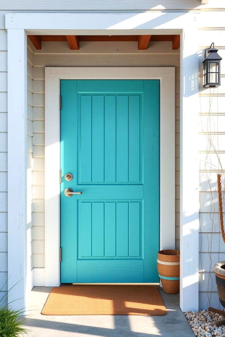 Coastal Turquoise Entry - 24 Turquoise Front Door Ideas