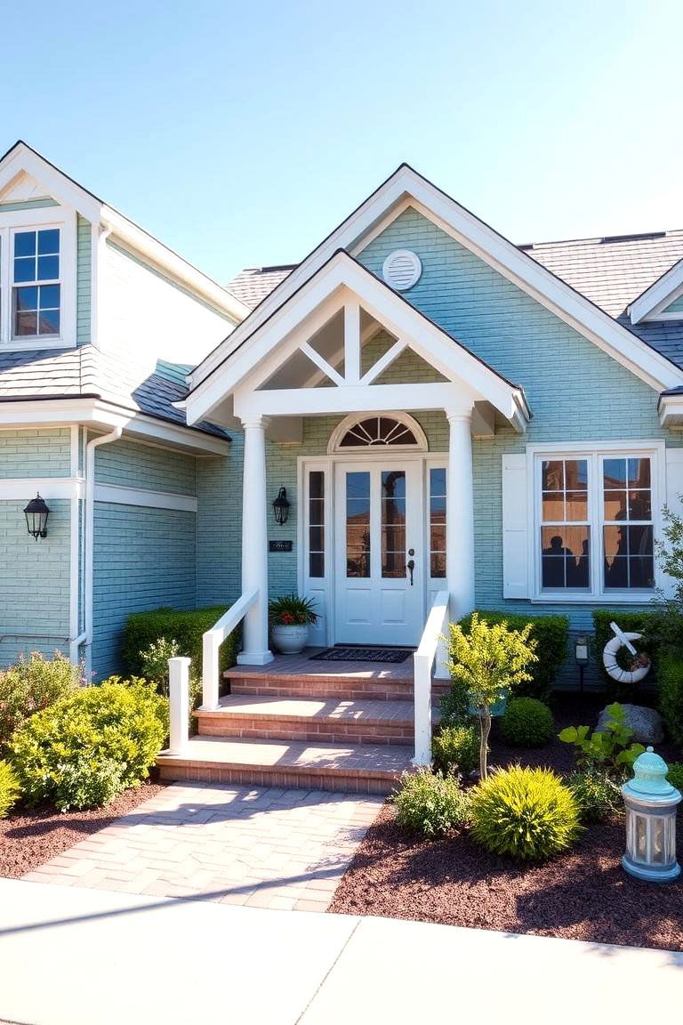 Coastal Vibe with Seafoam Green Brick - 24 Green Brick Exterior Home Ideas