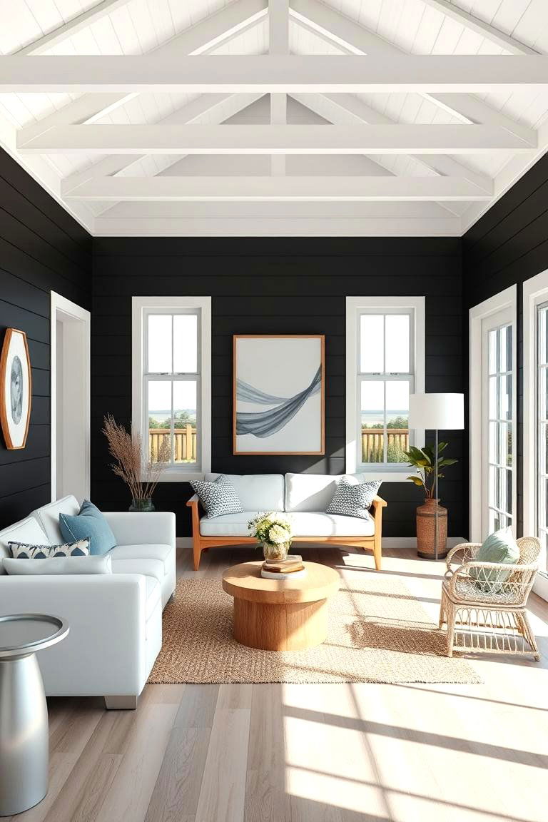 Coastal Vibes with Black Shiplap - 24 Black Shiplap Wall Ideas