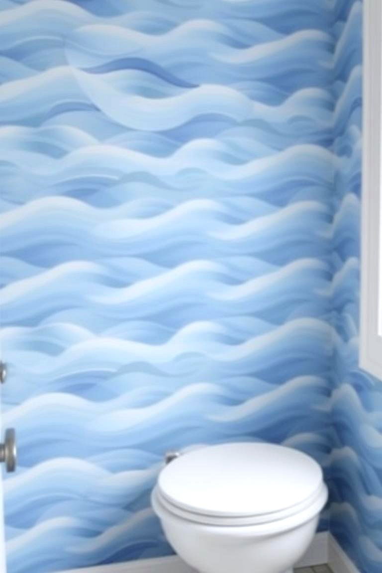Coastal Vibes with Subtle Waves - 24 Bathroom Wallpaper Ideas