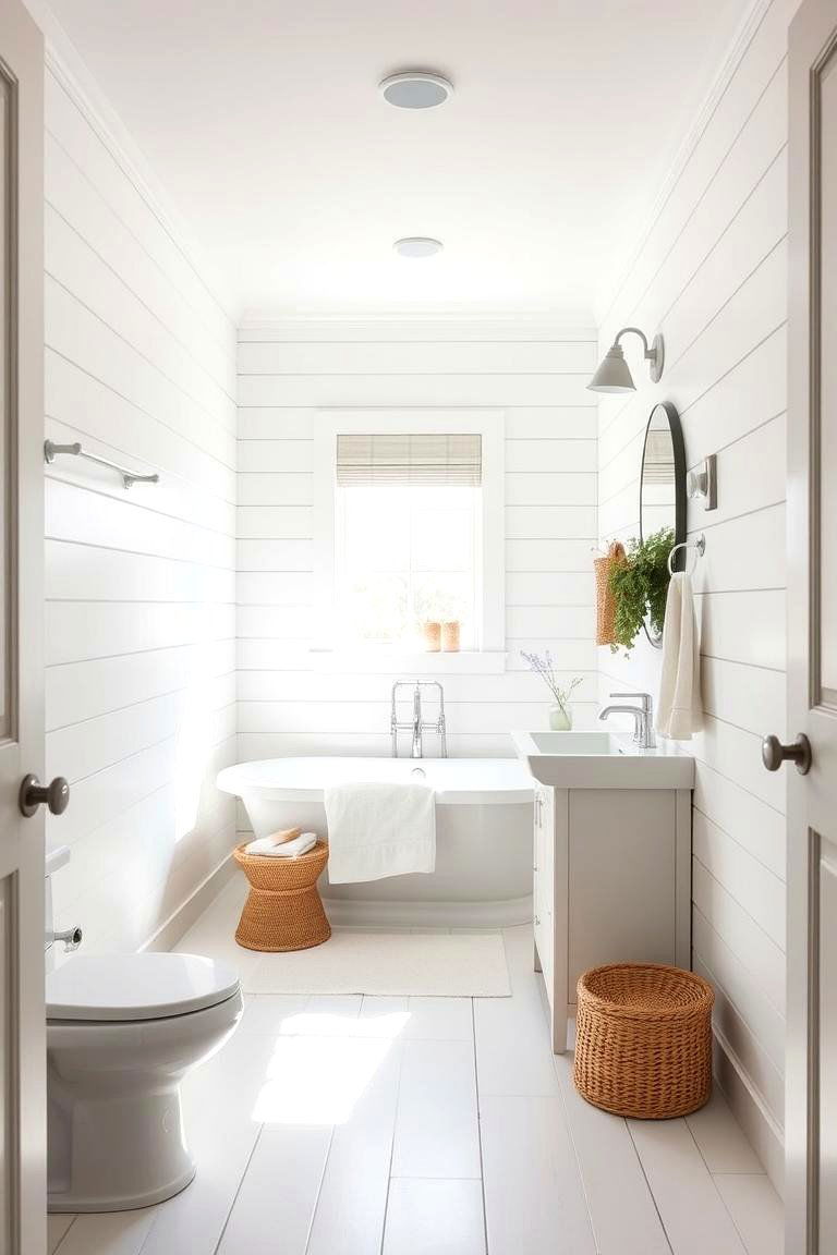 Coastal White Shiplap - 24 shiplap bathroom ideas