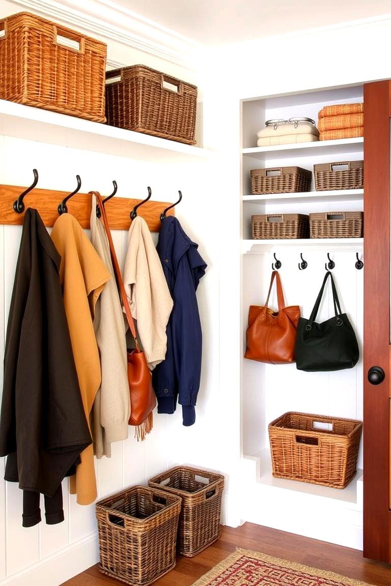 Coat Hooks with Shelves - 24 Farmhouse Mudroom Ideas
