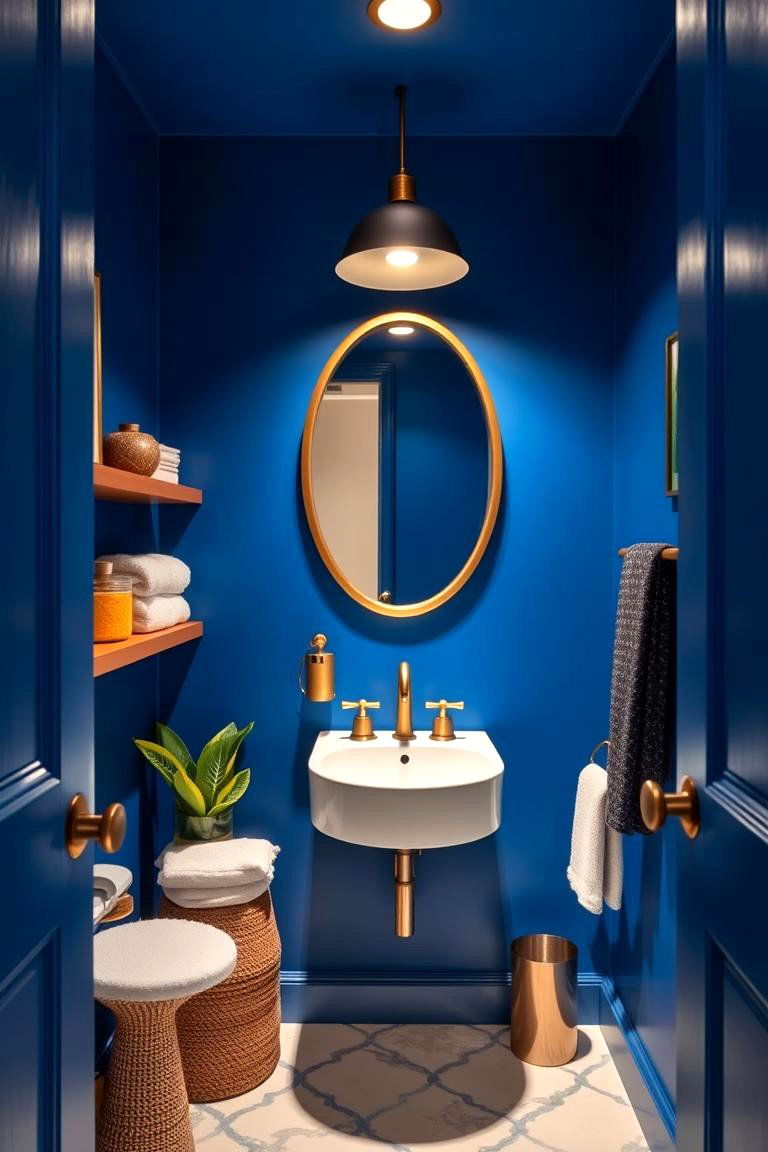 Cobalt Bold Statement - 24 blue powder room ideas