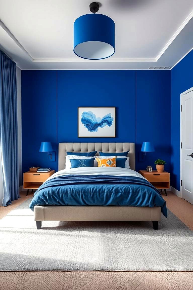 Cobalt Contrast - 24 Moody Blue Bedroom Ideas