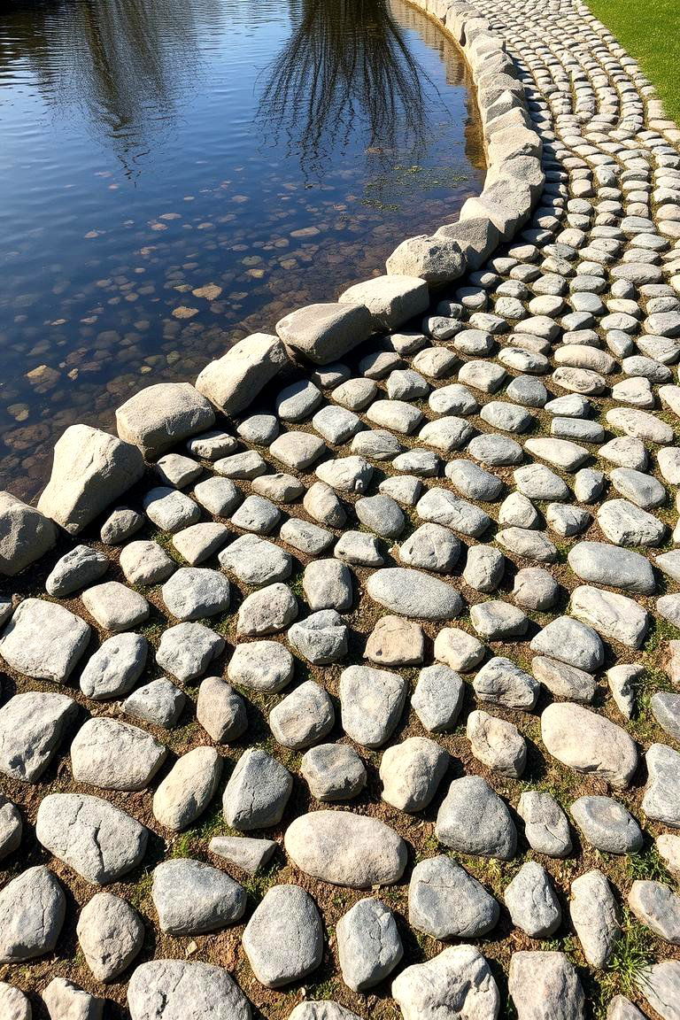 Cobblestone Path Charm - 24 Pond Edging Ideas