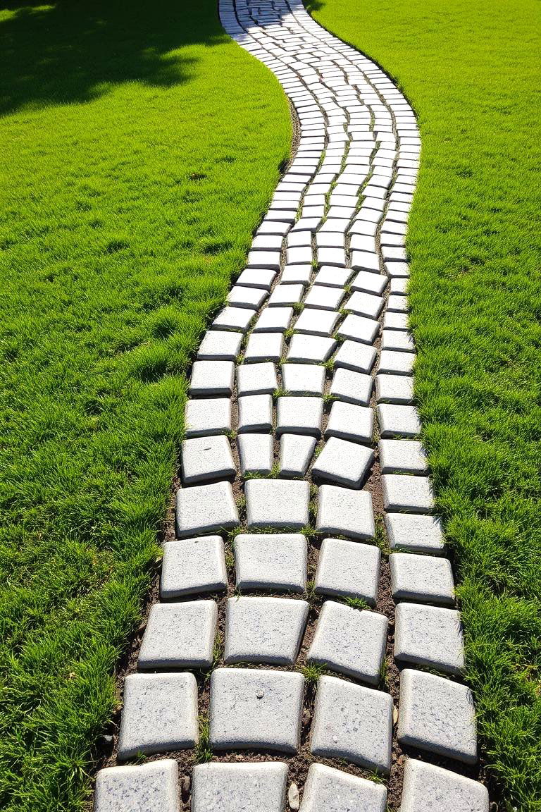 Cobblestone Ribbon Walkway - 24 Rock Walkway Ideas